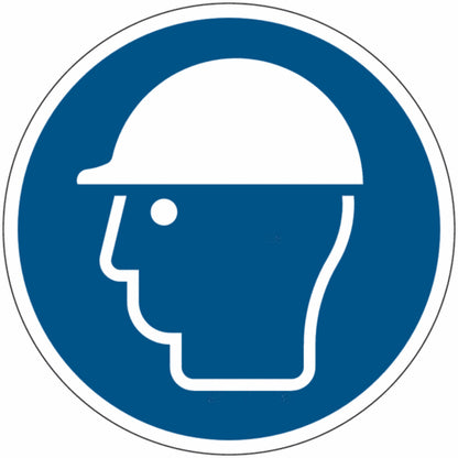 GLOBAL CARTELLO SEGNALETICO ROTONDO - È obbligatorio il casco di protezione - Adesivo Extra Resistente, Pannello in Forex, Pannello In Alluminio
