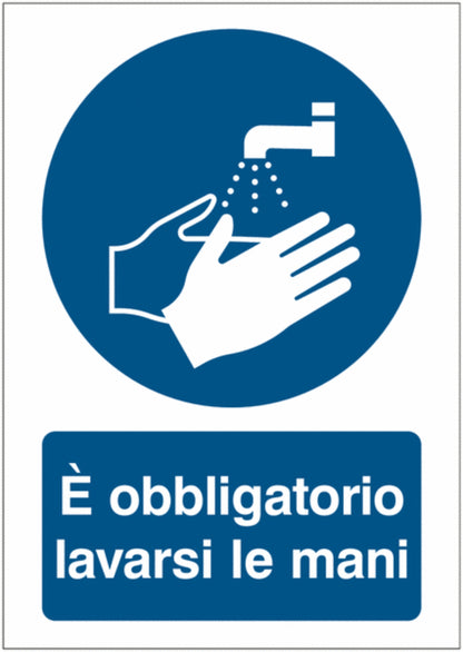 GLOBAL CARTELLO SEGNALETICO - È obbligatorio lavarsi le mani -  Adesivo Extra Resistente, Pannello in Forex, Pannello In Alluminio