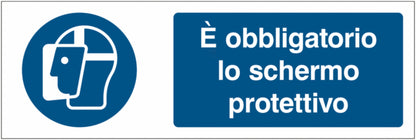 GLOBAL CARTELLO SEGNALETICO UNI - È obbligatorio lo schermo protettivo - Adesivo Extra Resistente, Pannello in Forex, Pannello In Alluminio