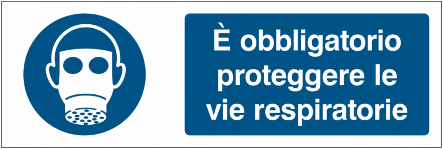 GLOBAL CARTELLO SEGNALETICO UNI - È obbligatorio proteggere le vie respiratorie - Adesivo Extra Resistente, Pannello in Forex, Pannello In Alluminio
