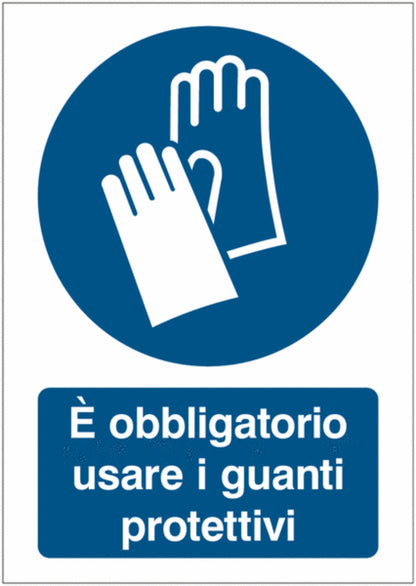 GLOBAL CARTELLO SEGNALETICO - È obbligatorio usare i guanti protettivi -  Adesivo Extra Resistente, Pannello in Forex, Pannello In Alluminio