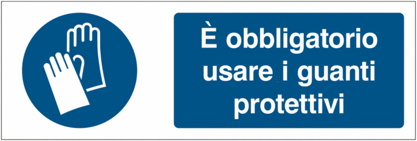 GLOBAL CARTELLO SEGNALETICO UNI - È obbligatorio usare i guanti protettivi - Adesivo Extra Resistente, Pannello in Forex, Pannello In Alluminio