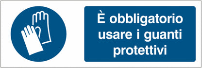GLOBAL CARTELLO SEGNALETICO UNI - È obbligatorio usare i guanti protettivi - Adesivo Extra Resistente, Pannello in Forex, Pannello In Alluminio