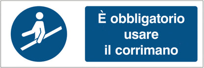 GLOBAL CARTELLO SEGNALETICO UNI - È obbligatorio usare il corrimano - Adesivo Extra Resistente, Pannello in Forex, Pannello In Alluminio