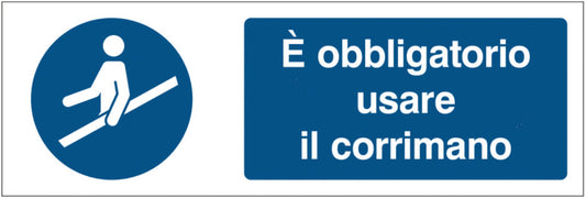 GLOBAL CARTELLO SEGNALETICO UNI - È obbligatorio usare il corrimano - Adesivo Extra Resistente, Pannello in Forex, Pannello In Alluminio
