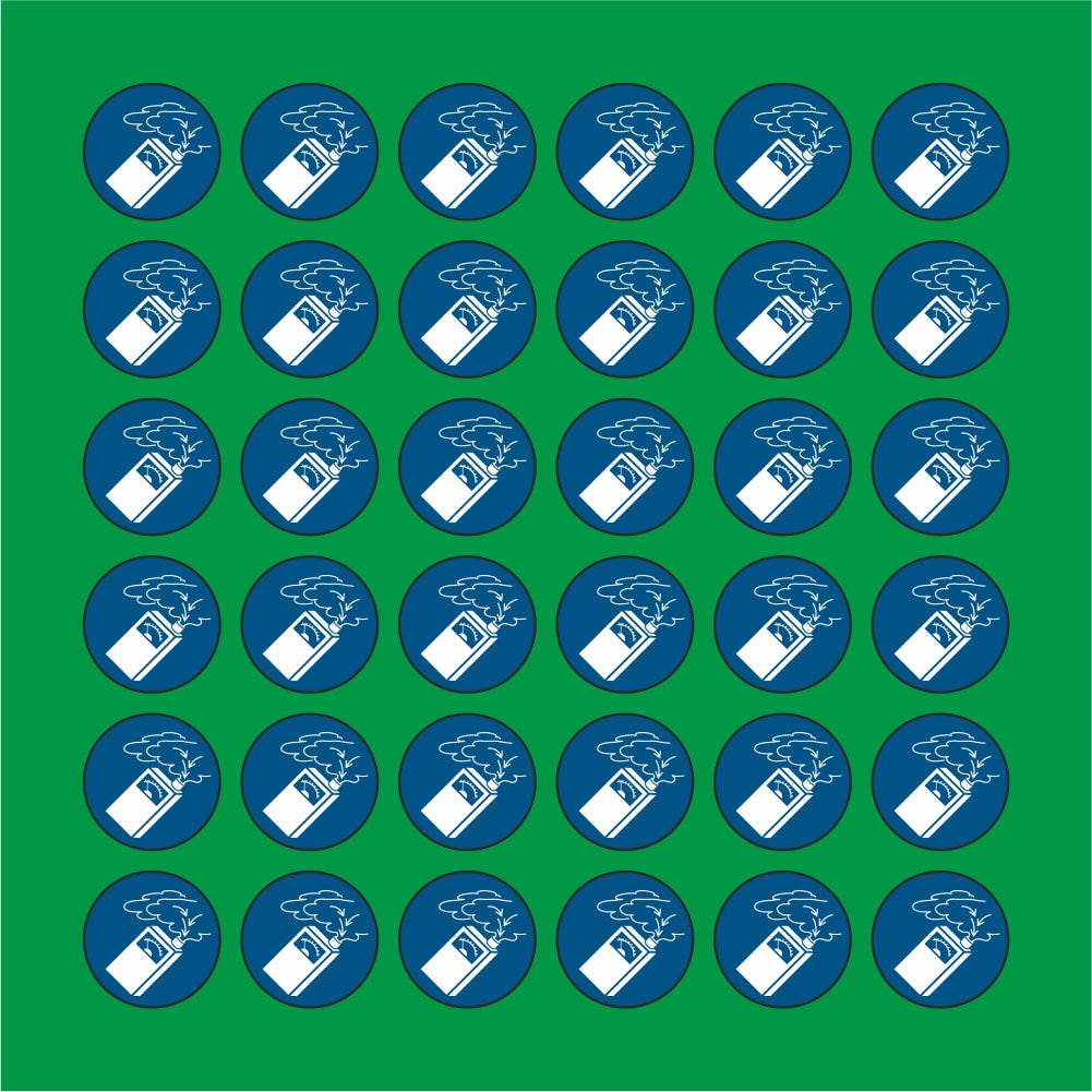 PACCO DA 6 KIT DI 6 ADESIVI ROTONDI - È obbligatorio usare il rilevatore di gas - Pittogramma ISO 7010 Con Stampa Diretta U.V.