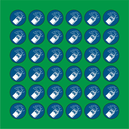 PACCO DA 6 KIT DI 6 ADESIVI ROTONDI - È obbligatorio usare il rilevatore di gas - Pittogramma ISO 7010 Con Stampa Diretta U.V.