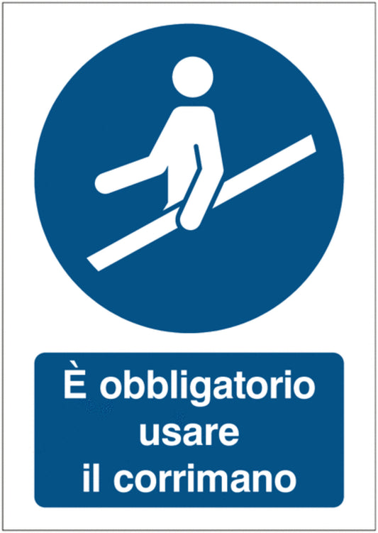 GLOBAL CARTELLO SEGNALETICO - È obbligatorio utilizzare il corrimano - Adesivo Extra Resistente, Pannello in Forex, Pannello In Alluminio