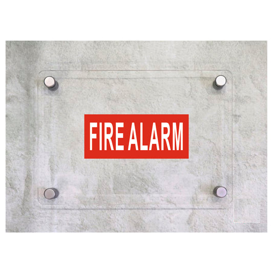 Global Targa Cartello in plexiglass UNI - FIRE ALARM - Con Distanziali in acciaio inox, Stampa UV