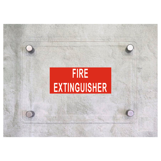Global Targa Cartello in plexiglass UNI - FIRE EXTINGUISHER - Con Distanziali in acciaio inox, Stampa UV