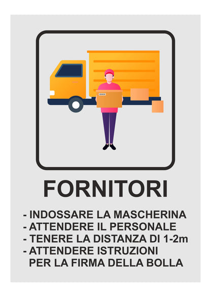 GLOBAL CARTELLO SEGNALETICO - FORNITORI - Adesivo Extra Resistente, Pannello in Forex, Pannello In Alluminio