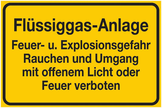 GLOBAL CARTELLO SEGNALETICO - Flüssiggas-Anlage - Feuer- u. Explosionsgefahr - Rauchen und Umgang mit offenem Licht oder Feuer verboten -  Adesivo Extra Resistente, Pannello in Forex, Pannello In Alluminio