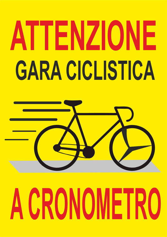 GLOBAL CARTELLO SEGNALETICO - GARA A CRONOMETRO - Adesivo Extra Resistente, Pannello in Forex, Pannello In Alluminio