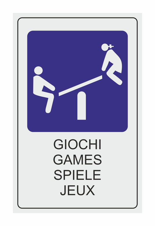 GLOBAL CARTELLO SEGNALETICO - GIOCHI  - Adesivo Extra Resistente, Pannello in Forex, Pannello In Alluminio