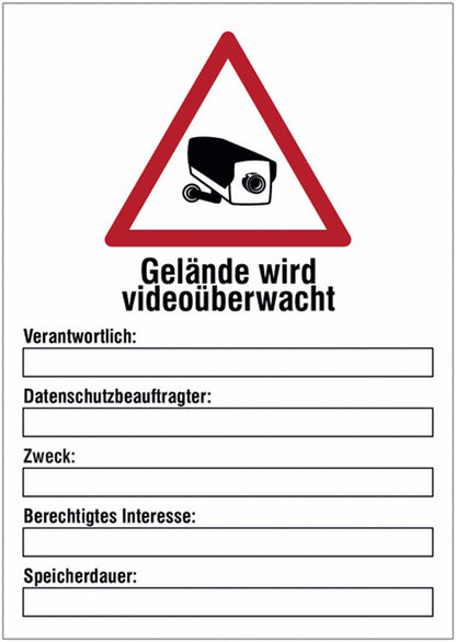 GLOBAL CARTELLO SEGNALETICO - Gelände wird videoüberwacht -  Adesivo Extra Resistente, Pannello in Forex, Pannello In Alluminio