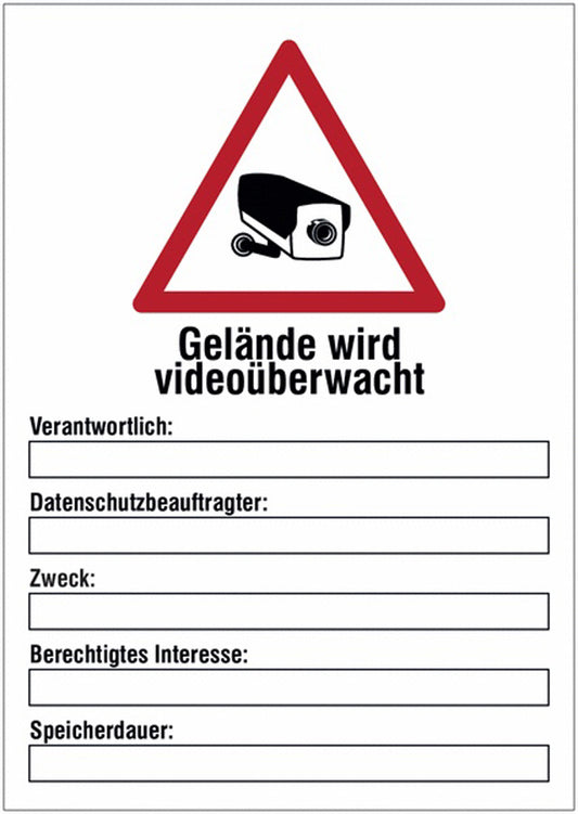 GLOBAL CARTELLO SEGNALETICO - Gelände wird videoüberwacht -  Adesivo Extra Resistente, Pannello in Forex, Pannello In Alluminio