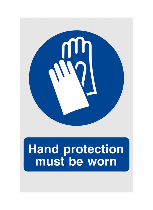 GLOBAL CARTELLO SEGNALETICO - Hand Protection Must Be Worn - Adesivo Extra Resistente, Pannello in Forex, Pannello In Alluminio