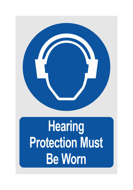 GLOBAL CARTELLO SEGNALETICO - Hearing Protection Must Be Worn - Adesivo Extra Resistente, Pannello in Forex, Pannello In Alluminio
