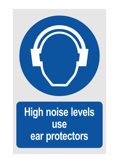 GLOBAL CARTELLO SEGNALETICO - High Noise Levels Use Ear Protectors - Adesivo Extra Resistente, Pannello in Forex, Pannello In Alluminio
