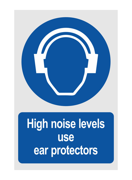 GLOBAL CARTELLO SEGNALETICO - High Noise Levels Use Ear Protectors - Adesivo Extra Resistente, Pannello in Forex, Pannello In Alluminio