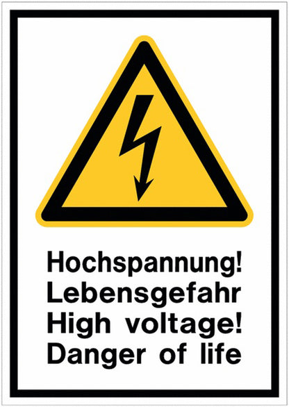 GLOBAL CARTELLO SEGNALETICO - Hochspannung! High voltage! -  Adesivo Extra Resistente, Pannello in Forex, Pannello In Alluminio