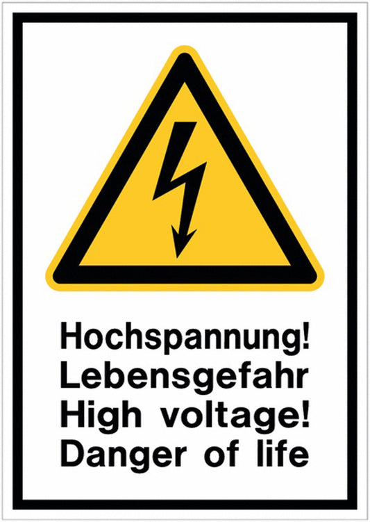 GLOBAL CARTELLO SEGNALETICO - Hochspannung! High voltage! -  Adesivo Extra Resistente, Pannello in Forex, Pannello In Alluminio