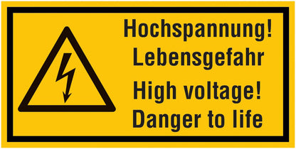 GLOBAL CARTELLO SEGNALETICO UNI - Hochspannung! Lebensgefahr High voltage! Danger to life - Adesivo Extra Resistente, Pannello in Forex, Pannello In Alluminio