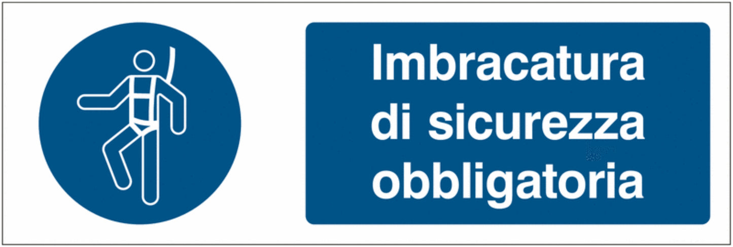 GLOBAL CARTELLO SEGNALETICO UNI - Imbracatura e casco di sicurezza obbligatori - Adesivo Extra Resistente, Pannello in Forex, Pannello In Alluminio