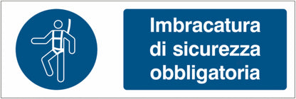 GLOBAL CARTELLO SEGNALETICO UNI - Imbracatura e casco di sicurezza obbligatori - Adesivo Extra Resistente, Pannello in Forex, Pannello In Alluminio
