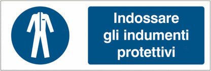 GLOBAL CARTELLO SEGNALETICO UNI - Indossare gli indumenti protettivi - Adesivo Extra Resistente, Pannello in Forex, Pannello In Alluminio