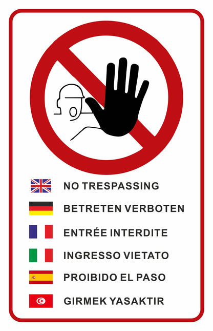 GLOBAL CARTELLO SEGNALETICO - Ingresso vietato multilingue - Adesivo Extra Resistente, Pannello in Forex, Pannello In Alluminio