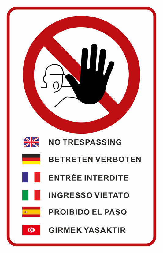 GLOBAL CARTELLO SEGNALETICO - Ingresso vietato multilingue - Adesivo Extra Resistente, Pannello in Forex, Pannello In Alluminio