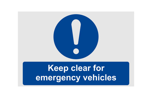 GLOBAL CARTELLO SEGNALETICO - Keep Clear For Emergency Vehicles - Adesivo Extra Resistente, Pannello in Forex, Pannello In Alluminio