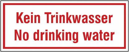 GLOBAL CARTELLO SEGNALETICO UNI - Kein Trinkwasser no drinking water - Adesivo Extra Resistente, Pannello in Forex, Pannello In Alluminio