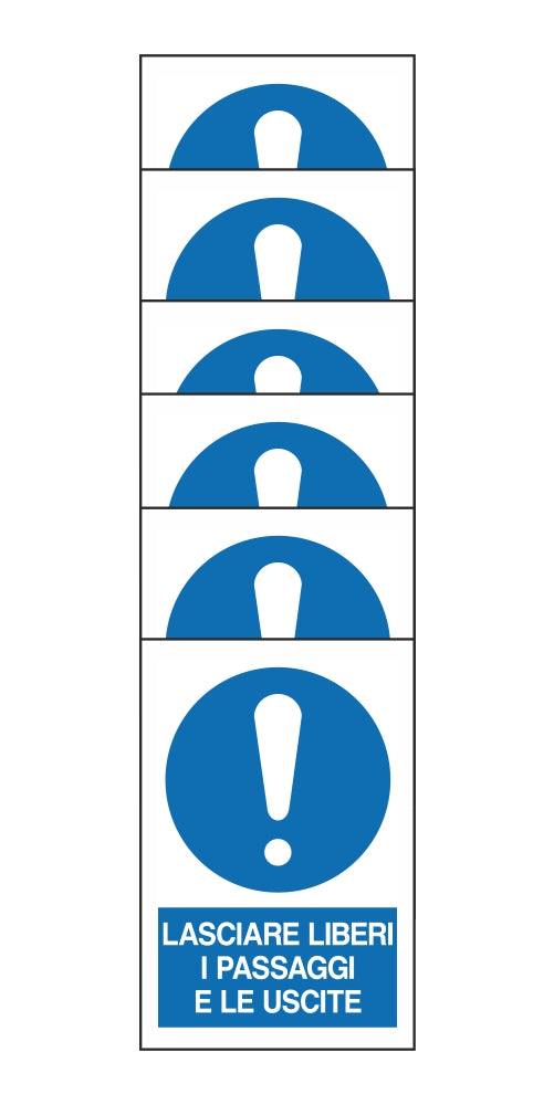 KIT DI 6 ADESIVI RETTANGOLARI - LASCIARE LIBERI I PASSAGGI E LE USCITE - Pittogramma ISO 7010 Con Stampa Diretta U.V. (IDEALE ANCHE PER ESTERNO)