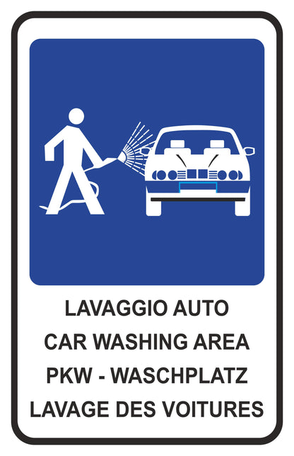 GLOBAL CARTELLO SEGNALETICO - LAVAGGIO AUTO - Adesivo Extra Resistente, Pannello in Forex, Pannello In Alluminio