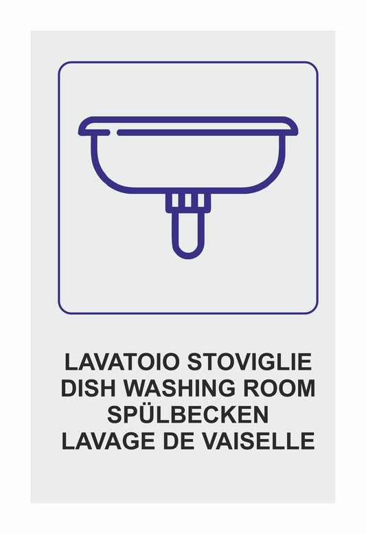 GLOBAL CARTELLO SEGNALETICO - LAVATOIO STOVIGLIE - Adesivo Extra Resistente, Pannello in Forex, Pannello In Alluminio