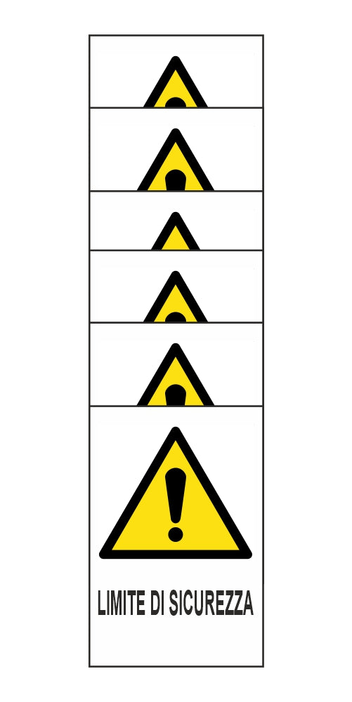 KIT DI 6 ADESIVI RETTANGOLARI - LIMITE DI SICUREZZA - Pittogramma ISO 7010 Con Stampa Diretta U.V. (IDEALE ANCHE PER ESTERNO)