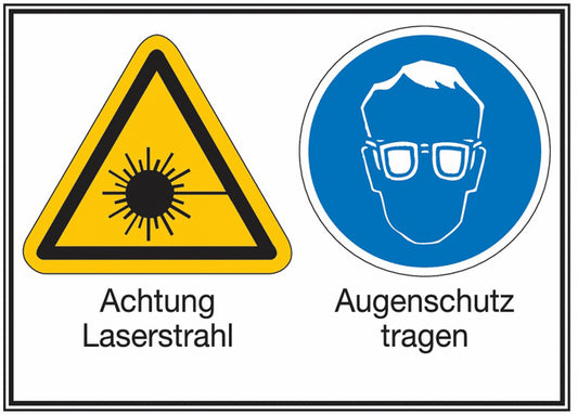 GLOBAL CARTELLO SEGNALETICO - Laserstrahl-Augenschutz tragen -  Adesivo Extra Resistente, Pannello in Forex, Pannello In Alluminio