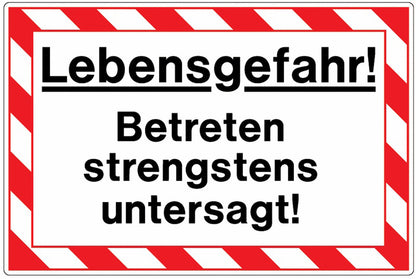 GLOBAL CARTELLO SEGNALETICO - Lebensgefahr! Betreten strengstens untersagt -  Adesivo Extra Resistente, Pannello in Forex, Pannello In Alluminio