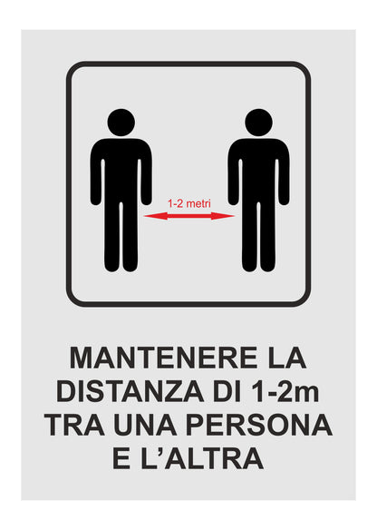 GLOBAL CARTELLO SEGNALETICO - MANTENERE LA DISTANZA - Adesivo Extra Resistente, Pannello in Forex, Pannello In Alluminio