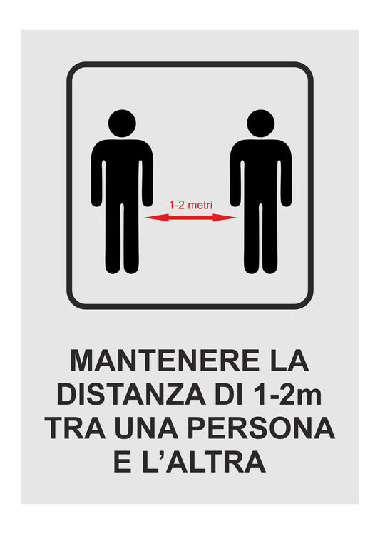 GLOBAL CARTELLO SEGNALETICO - MANTENERE LA DISTANZA - Adesivo Extra Resistente, Pannello in Forex, Pannello In Alluminio