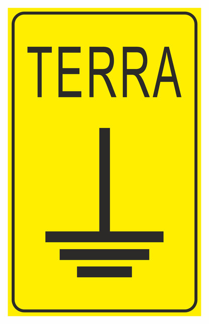 GLOBAL CARTELLO SEGNALETICO - MESSA A TERRA - Adesivo Extra Resistente, Pannello in Forex, Pannello In Alluminio