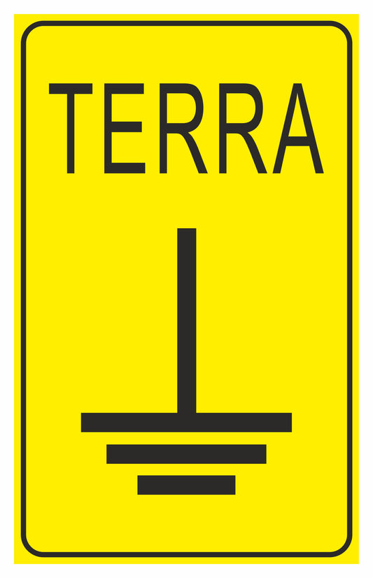 GLOBAL CARTELLO SEGNALETICO - MESSA A TERRA - Adesivo Extra Resistente, Pannello in Forex, Pannello In Alluminio