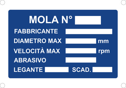 GLOBAL CARTELLO SEGNALETICO - mola n fabbricante diametro - Adesivo Extra Resistente, Pannello in Forex, Pannello In Alluminio