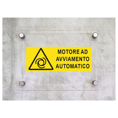 Global Targa Cartello in plexiglass UNI - IMPIANTO AD AVIAMENTO AUTOMATICO - Con Distanziali in acciaio inox, Stampa UV
