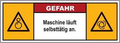 GLOBAL CARTELLO SEGNALETICO UNI - Maschine läuft selbsttätig an - Adesivo Extra Resistente, Pannello in Forex, Pannello In Alluminio