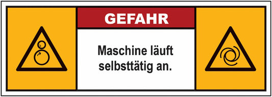 GLOBAL CARTELLO SEGNALETICO UNI - Maschine läuft selbsttätig an - Adesivo Extra Resistente, Pannello in Forex, Pannello In Alluminio