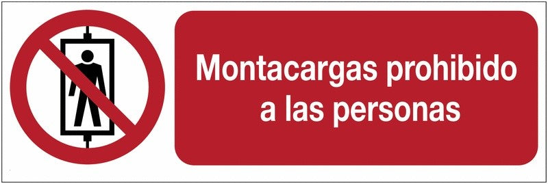 GLOBAL CARTELLO SEGNALETICO UNI - Montacargas prohibido a las personas - Adesivo Extra Resistente, Pannello in Forex, Pannello In Alluminio