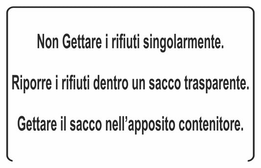 GLOBAL CARTELLO SEGNALETICO - non gettare i rifiuti singolarmente  - Adesivo Extra Resistente, Pannello in Forex, Pannello In Alluminio